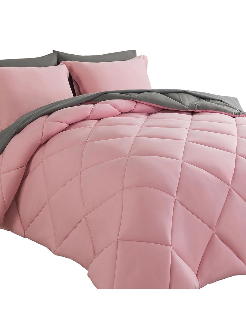 Bed in a Bag King Comforter Sets 7pcs All Season Solid Down Alternative Bedding